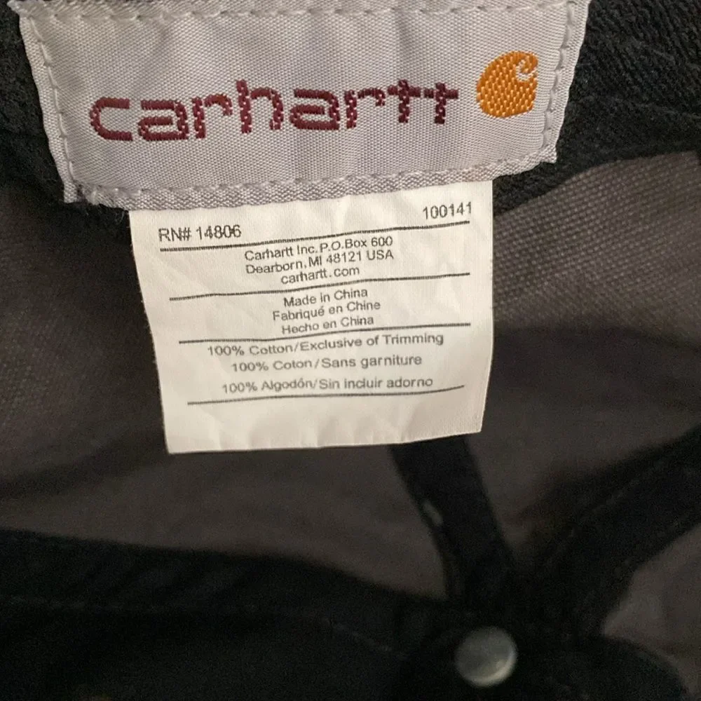 CCARHARTT Baseball Cap with Leather Patch Front Logo and Adjustable Velcro Strap